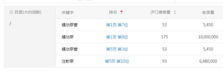 網(wǎng)站排名展示